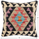 handmade Traditional Pillow Red Black Hand-Woven SQUARE 100% WOOL Hand woven turkish pillow2' x 2'